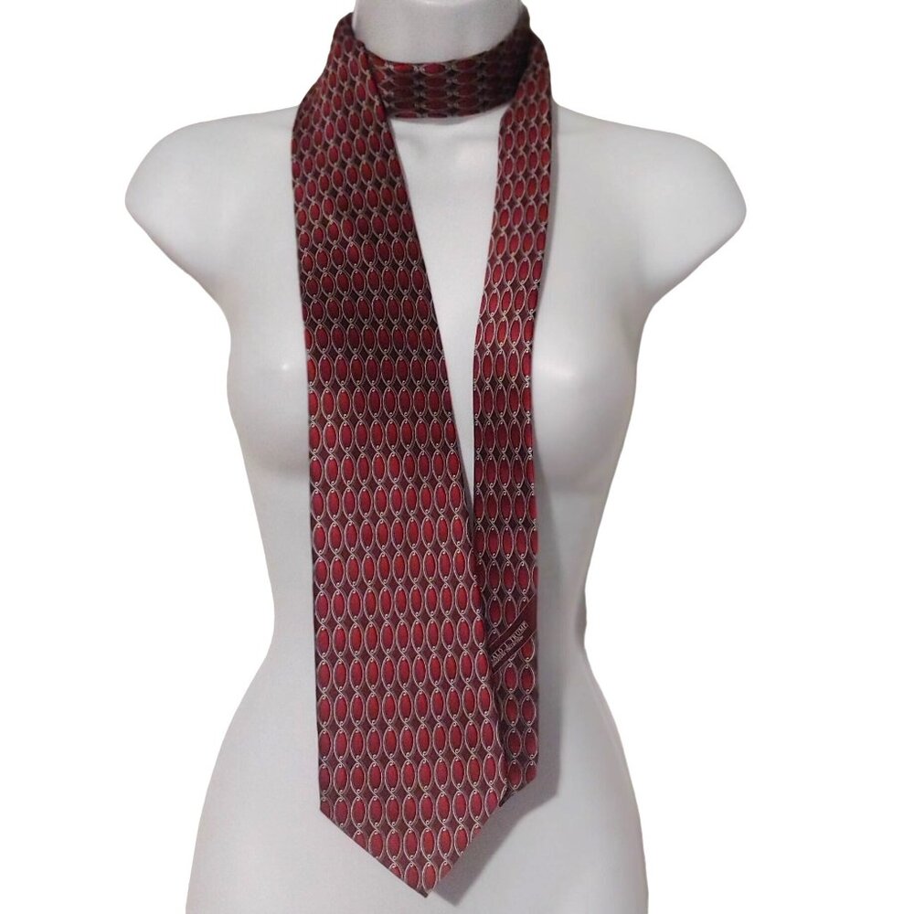 Donald J Trump Red/Silver Chain-link 100% Silk Neck Tie